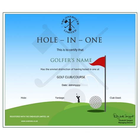 Hole In One Certificate Template