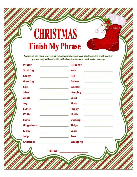 Holiday Game Printables