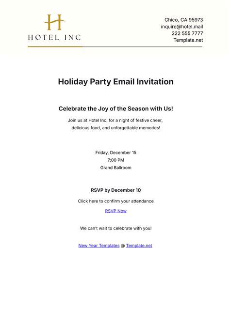 Holiday Party Email Invitation Template