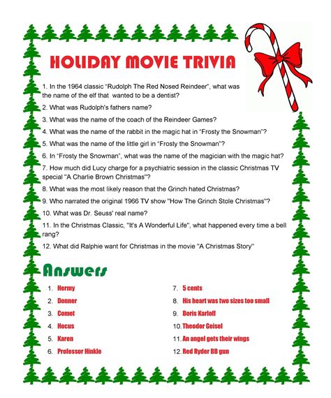 Holiday Trivia Printable