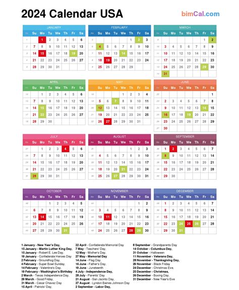 2024 United States Calendar with Holidays