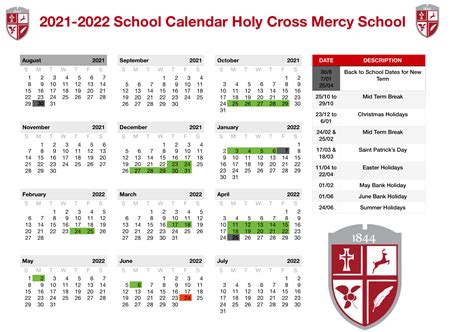Holy Cross College Academic Calendar