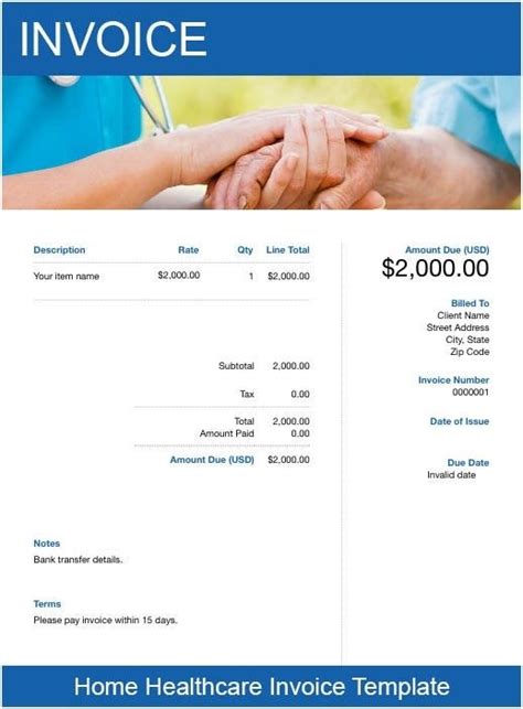 Home Health Care Invoice Template