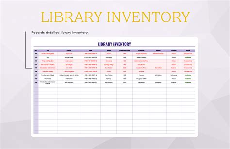 Home Library Catalog Excel Template