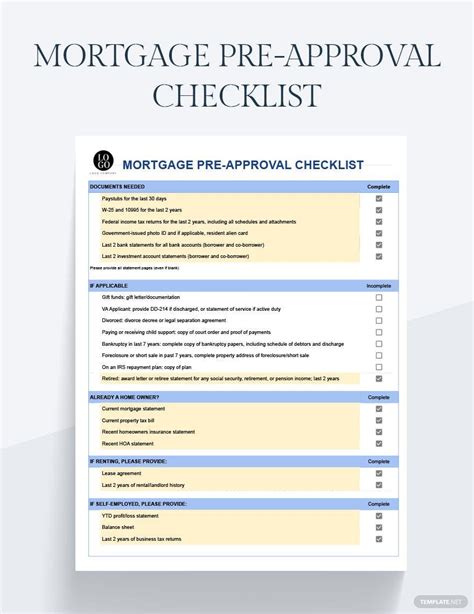 Home Loans Pre Approval Checklist