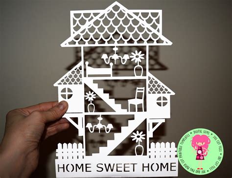 Download Home Sweet Home Paper Cut Design DXF Files