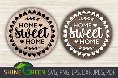 Download Home Sweet Home SVG Round Wood Sign DXF Files