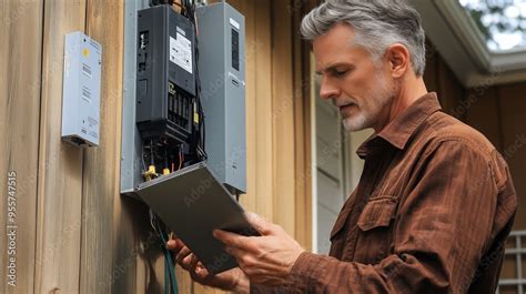 Homeowner checking the electrical panel