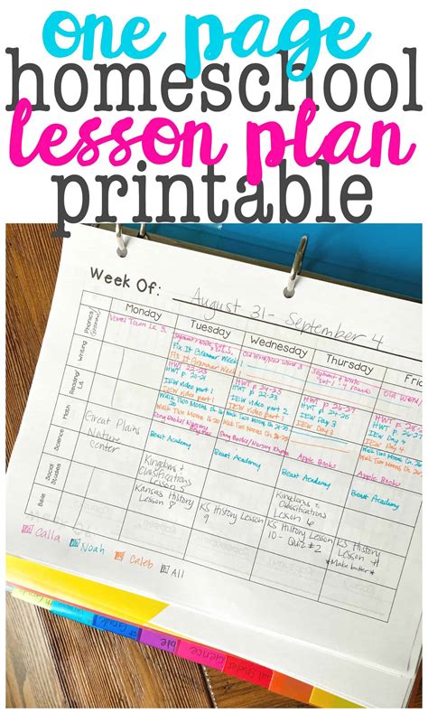 Homeschool Lesson Plan Printables