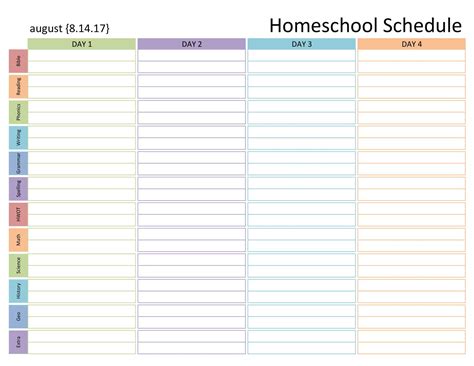 Homeschool Schedule Templates