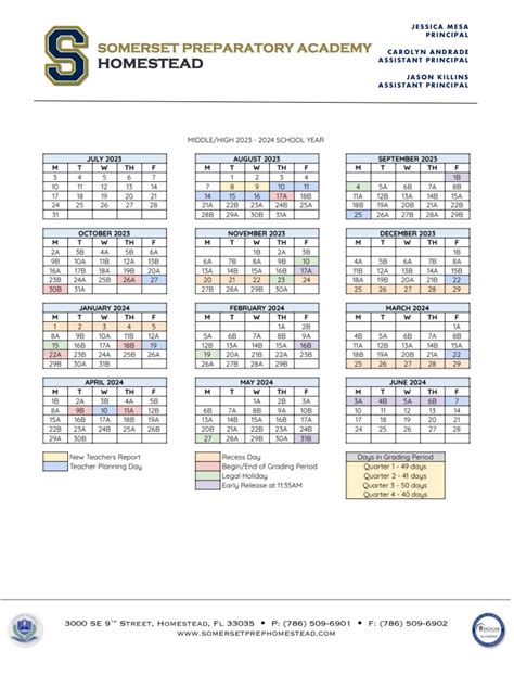 Homestead High Calendar