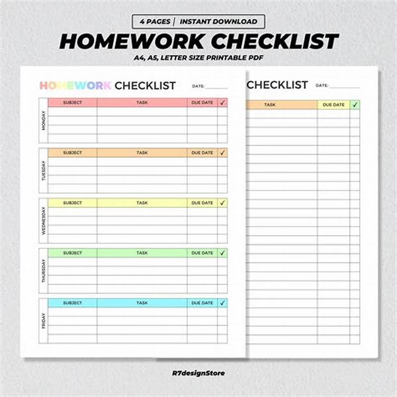 Homework Checklist Printable