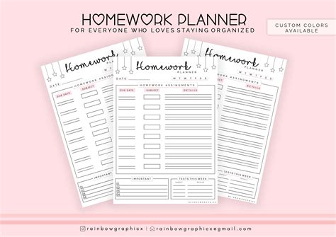 Download Homework Planner Insert For Silhouette