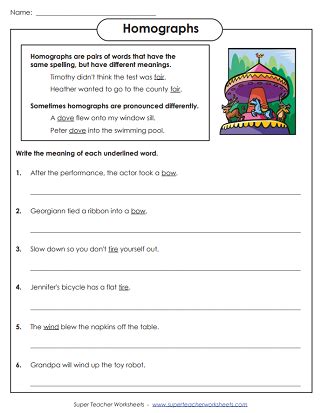 How To Use Homographs Worksheets For Grade 6
