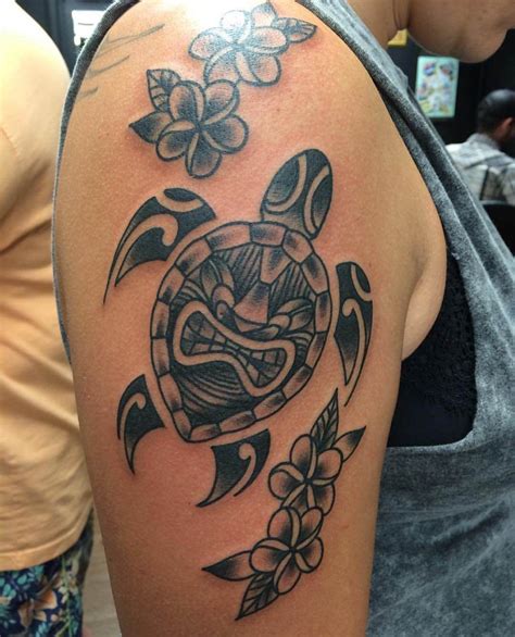 Tribal Turtle Tattoo (Honu). Inked by Paolo at Pacific