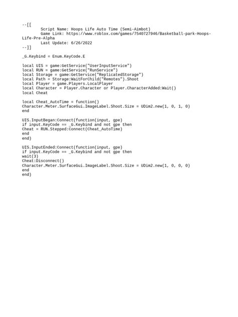 Hoops Life [Auto Time - Semi Aimbot - Open Source] Scripts 