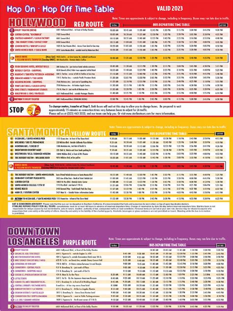 Hop-On Hop-Off Timetable