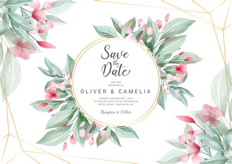 Floral Horizontal Wedding Invitation, this Bohemian design is Editable