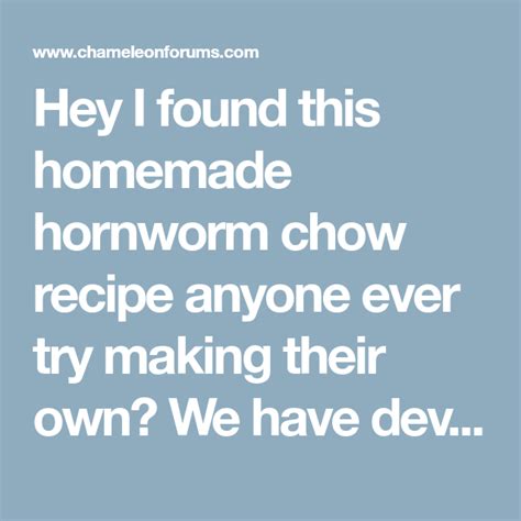 Hornworm Food Recipe