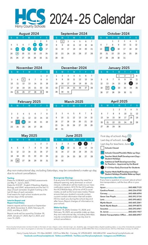 Key Dates and Events on the Horry County Schools Calendar