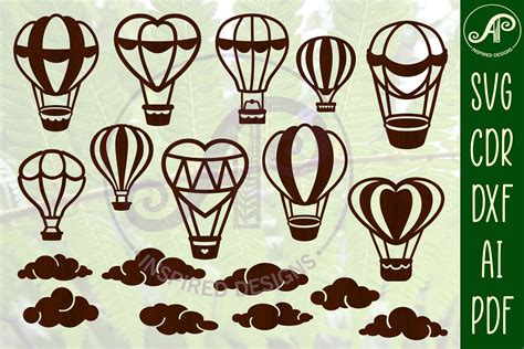 Download Hot AIr Balloon Cut File Template For Silhouette
