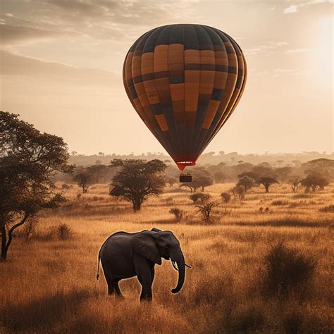 Hot Air Balloon Flying Over Safari