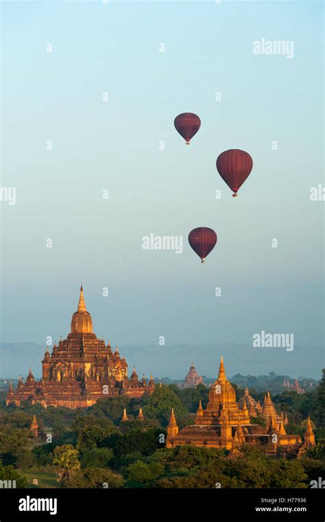 Hot Air Balloons Over Temples