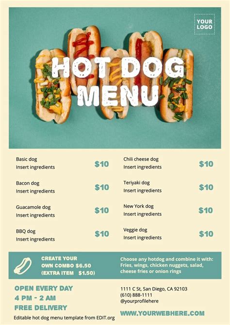 Hot Dog Menu Template