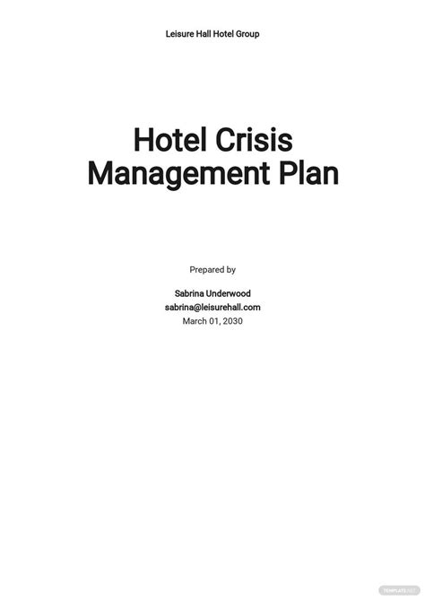 Simple Hotel Crisis Management Plan Template Evacuation plan