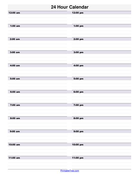 Hour By Hour Printable Template