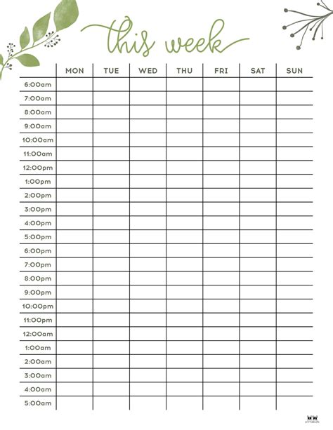 Hourly Planner Free Printable