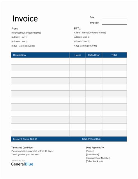 Hours Invoice Template