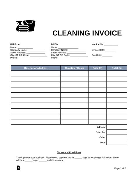 House cleaning invoice template Wave Invoicing