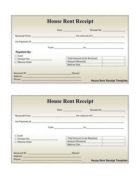 House Rent Receipt Template