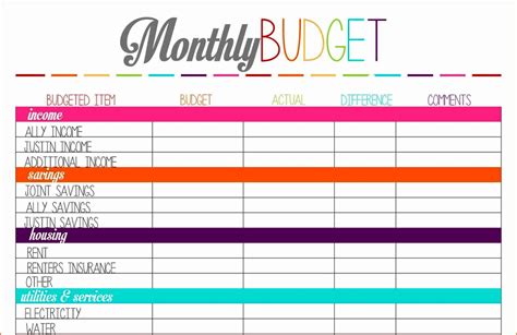Monthly household budget template enviroladeg