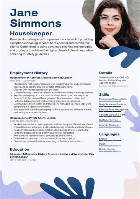 Housekeeper Cv Format