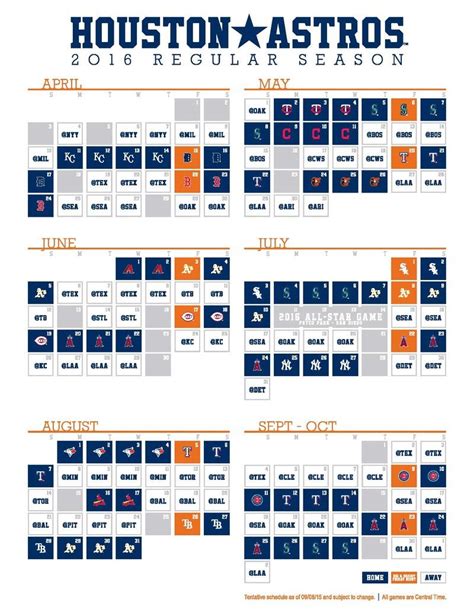 Houston Astros Printable Calendar