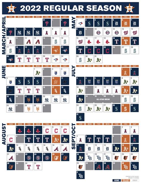 Houston Astros Printable Schedule