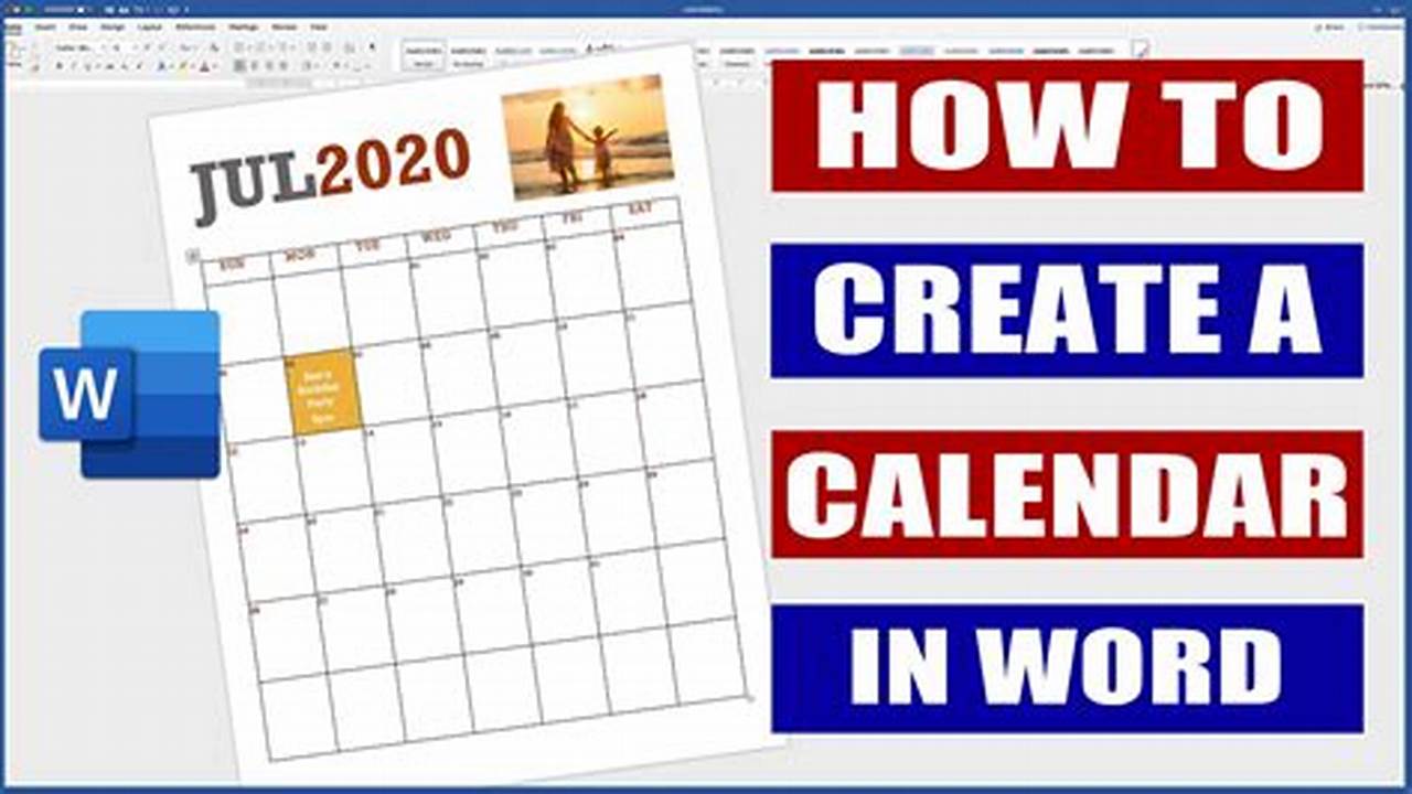 How Can I Create A Calendar In Word