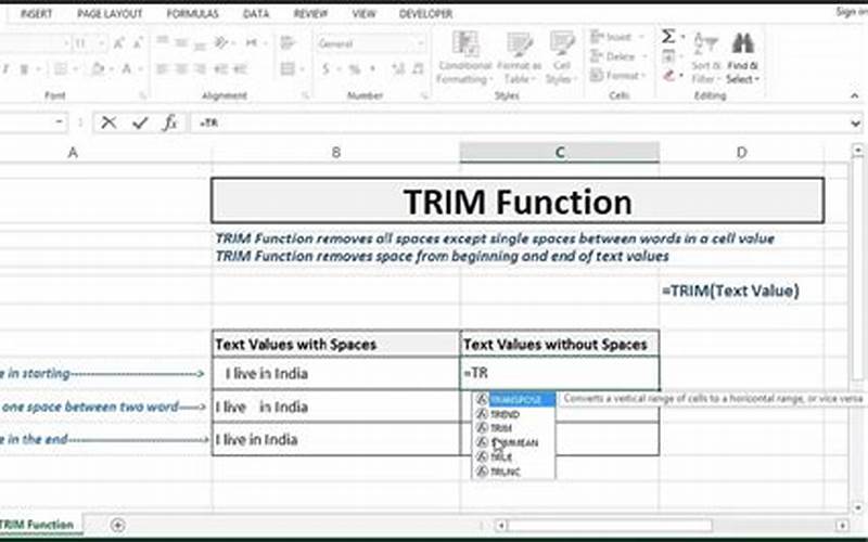 How Does Trim Function Work In Excel