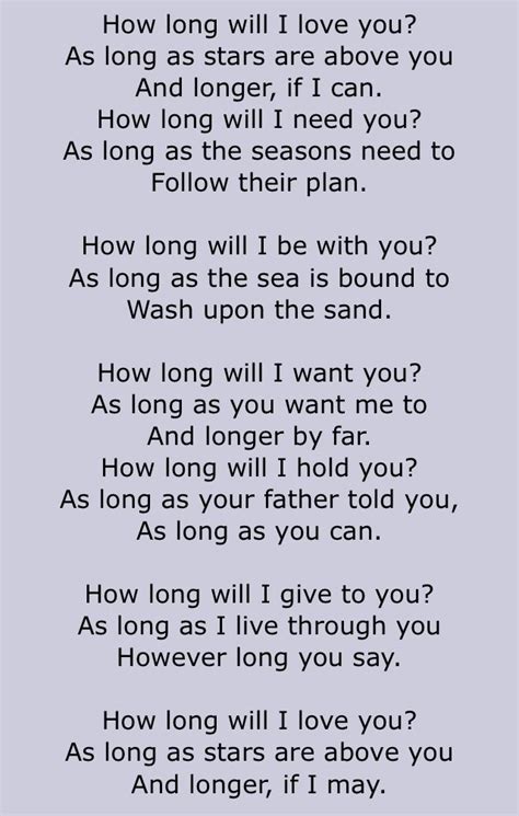 How Long Will I Love You Lyrics