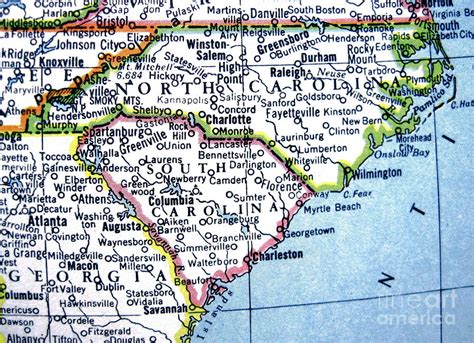 Map of North and South Carolina