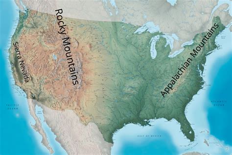 US Map with Mountains