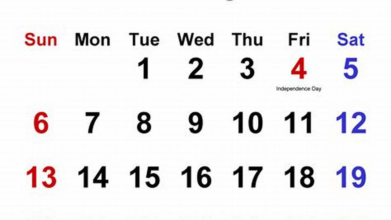 How Many Days Does July Have 2025