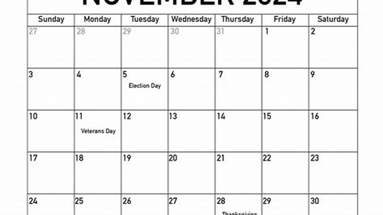 How Many Days Does November Have 2024