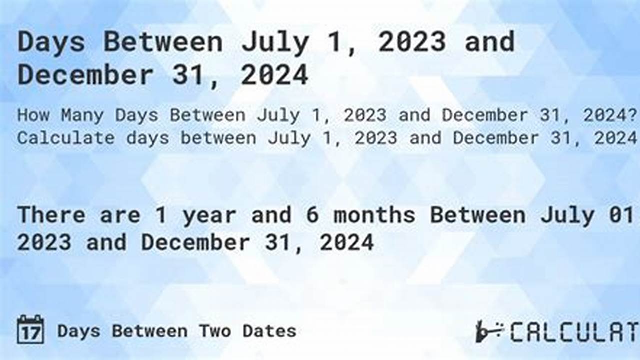 How Many Days From July 1 To December 31 2024