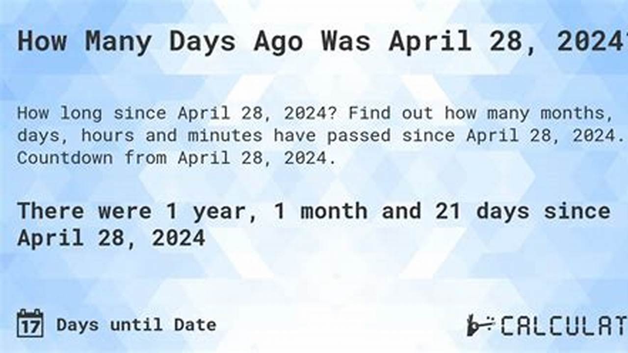 How Many Days Until April 28 2024