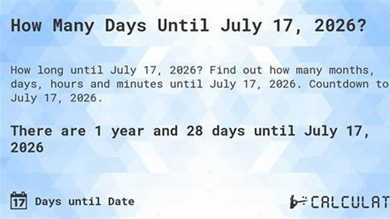 How Many Days Until July 17 2026