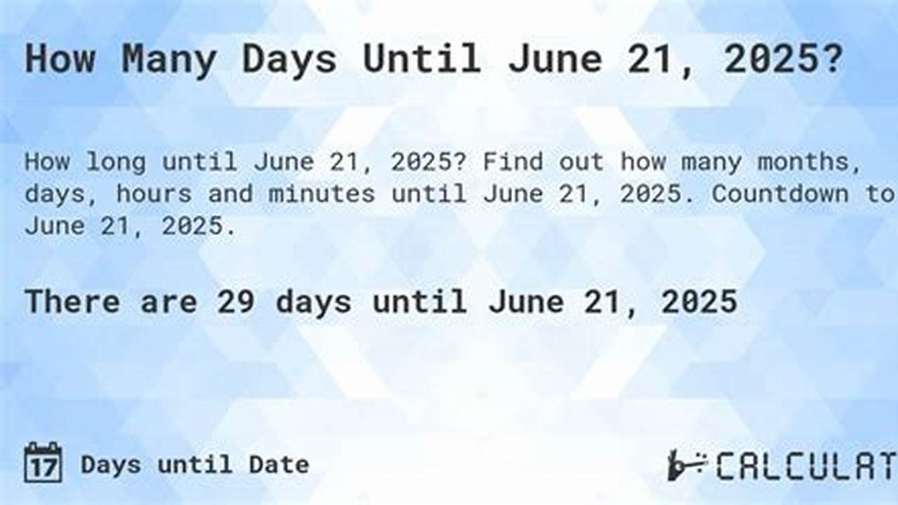 How Many Days Until June 21st 2025