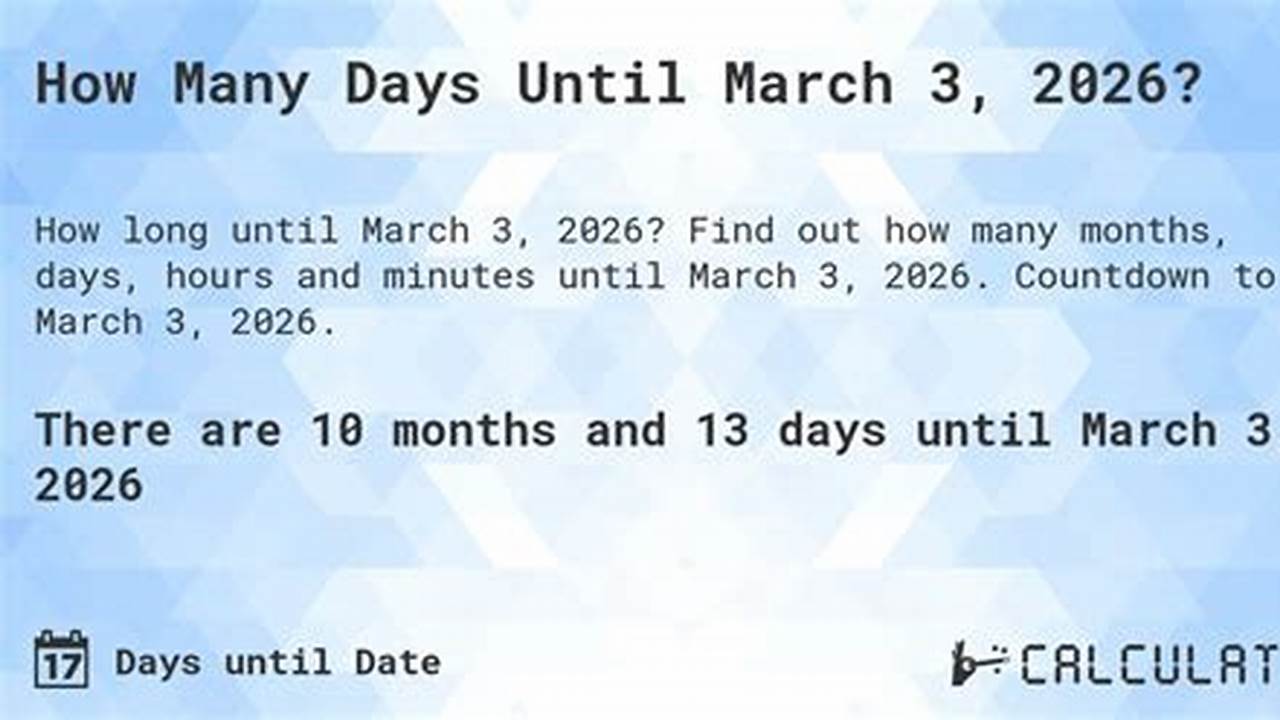 How Many Days Until March 3 2026 Without Weekends